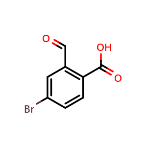 Chemical structure of 4-bromo-2-formylbenzoic acid , CAS 871502-87-3, AChemBlock P45016