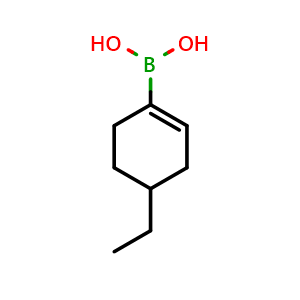 Chemical structure of (4-ethylcyclohex-1-en-1-yl)boronic acid , CAS 871329-72-5, AChemBlock P45020