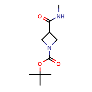 Chemical structure of tert-butyl 3-(methylcarbamoyl)azetidine-1-carboxylate , CAS 864247-44-9, AChemBlock P45050