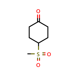 Chemical structure of 4-methanesulfonylcyclohexan-1-one , CAS 862129-72-4, AChemBlock P45058