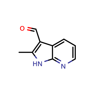 Chemical structure of 2-methyl-1H-pyrrolo[2,3-b]pyridine-3-carbaldehyde , CAS 858275-30-6, AChemBlock P45075