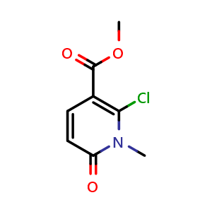 Chemical structure of methyl 2-chloro-1-methyl-6-oxo-pyridine-3-carboxylate , CAS 853109-24-7, AChemBlock P45086