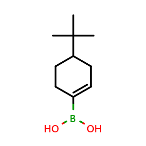 Chemical structure of (4-(tert-butyl)cyclohex-1-en-1-yl)boronic acid , CAS 850567-91-8, AChemBlock P45093