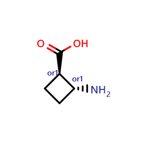 Chemical structure of trans-2-aminocyclobutane-1-carboxylic acid , CAS 84585-77-3, AChemBlock P45102
