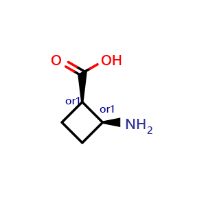Chemical structure of cis-2-aminocyclobutane-1-carboxylic acid , CAS 84585-76-2, AChemBlock P45103