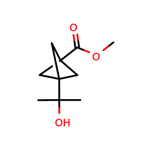 Chemical structure of methyl 3-(2-hydroxypropan-2-yl)bicyclo[1.1.1]pentane-1-carboxylate , CAS 83249-19-8, AChemBlock P45121
