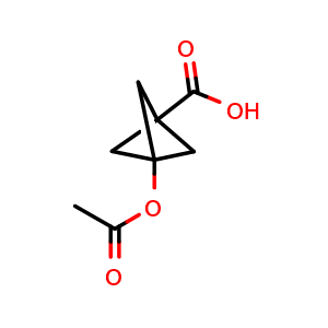 Chemical structure of 3-(acetyloxy)bicyclo[1.1.1]pentane-1-carboxylic acid , CAS 83249-07-4, AChemBlock P45123