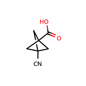 Chemical structure of 3-cyanobicyclo[1.1.1]pentane-1-carboxylic acid , CAS 83249-02-9, AChemBlock P45124