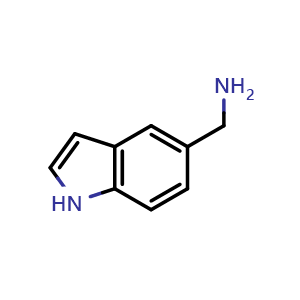 Chemical structure of 1H-indol-5-ylmethanamine , CAS 81881-74-5, AChemBlock P45142