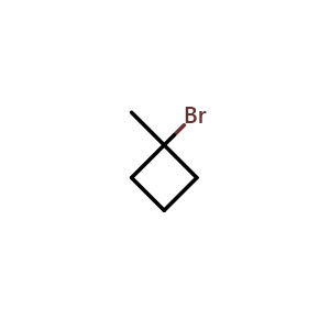 Chemical structure of 1-bromo-1-methylcyclobutane , CAS 80204-24-6, AChemBlock P45156
