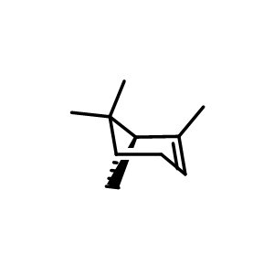 Chemical structure of (1R,5R)-2,6,6-trimethylbicyclo[3.1.1]hept-2-ene , CAS 7785-70-8, AChemBlock P45188