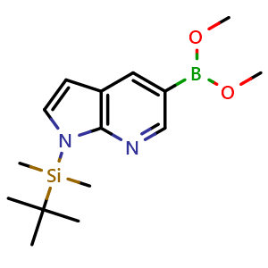 Chemical structure of [1-[(1,1-dimethylethyl)dimethylsilyl]-1H-pyrrolo[2,3-b]pyridin-5-yl]-boronic acid dimethyl ester , CAS 754214-61-4, AChemBlock P45226