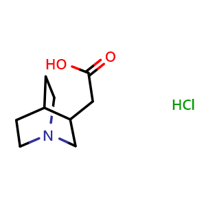 Chemical structure of 2-{1-azabicyclo[2.2.2]octan-3-yl}acetic acid hydrochloride , CAS 75208-56-9, AChemBlock P45233