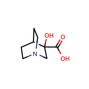 Chemical structure of 3-hydroxy-1-azabicyclo[2.2.2]octane-3-carboxylic acid , CAS 748113-29-3, AChemBlock P45243