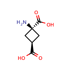 Chemical structure of (1s,3s)-1-aminocyclobutane-1,3-dicarboxylic acid , CAS 73550-55-7, AChemBlock P45266
