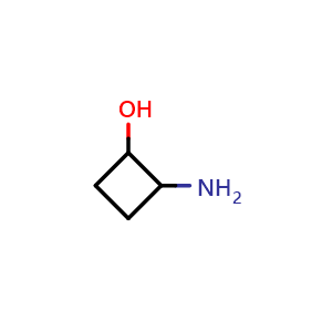 Chemical structure of 2-aminocyclobutan-1-ol , CAS 71347-12-1, AChemBlock P45290