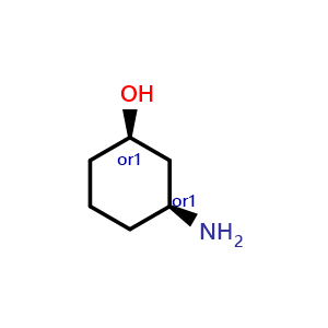 Chemical structure of cis-3-aminocyclohexan-1-ol , CAS 6982-42-9, AChemBlock P45304