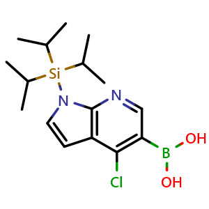 Chemical structure of (4-chloro-1-(triisopropylsilyl)-1H-pyrrolo[2,3-b]pyridin-5-yl)boronic acid , CAS 685513-99-9, AChemBlock P45317