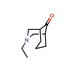 Chemical structure of 3-ethyl-3-azabicyclo[3.3.1]nonan-9-one , CAS 68066-53-5, AChemBlock P45327
