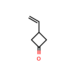 Chemical structure of 3-ethenylcyclobutan-1-one , CAS 66166-61-8, AChemBlock P45344
