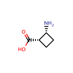 Chemical structure of (1S,2R)-2-aminocyclobutane-1-carboxylic acid , CAS 648433-09-4, AChemBlock P45363