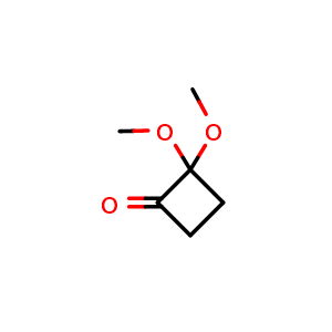 Chemical structure of 2,2-dimethoxycyclobutan-1-one , CAS 63703-48-0, AChemBlock P45375