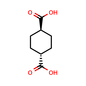 Chemical structure of trans-1,4-cyclohexanedicarboxylic acid , CAS 619-82-9, AChemBlock P45394
