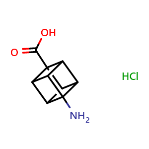 Chemical structure of 8-aminocubane-1-carboxylic acid hydrochloride , CAS 60462-23-9, AChemBlock P45418