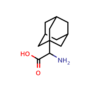Chemical structure of 2-(adamantan-1-yl)-2-aminoacetic acid , CAS 60256-21-5, AChemBlock P45420