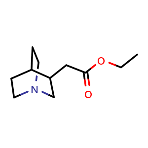 Chemical structure of ethyl 2-{1-azabicyclo[2.2.2]octan-3-yl}acetate , CAS 57734-93-7, AChemBlock P45448