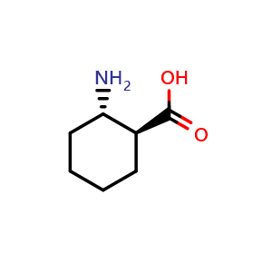 Chemical structure of rel-(1S,2S)-2-aminocyclohexane-1-carboxylic acid , CAS 5691-19-0, AChemBlock P45461
