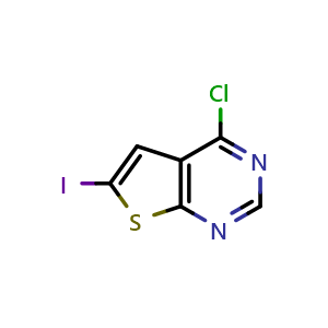 Chemical structure of 4-Chloro-6-iodothieno[2,3-d]pyrimidine , CAS 552295-08-6, AChemBlock P45482