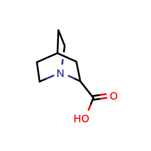 Chemical structure of 1-azabicyclo[2.2.2]octane-2-carboxylic acid , CAS 52601-24-8, AChemBlock P45511