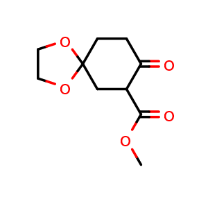 Chemical structure of Methyl 8-oxo-1,4-dioxaspiro[4.5]decane-7-carboxylate , CAS 52506-21-5, AChemBlock P45514