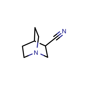 Chemical structure of 1-azabicyclo[2.2.2]octane-3-carbonitrile , CAS 51627-76-0, AChemBlock P45526