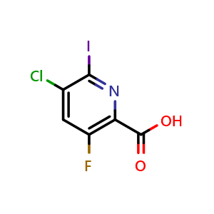 Chemical structure of 5-chloro-3-fluoro-6-iodopyridine-2-carboxylic acid , CAS 514798-21-1, AChemBlock P45531