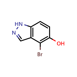 Chemical structure of 4-bromo-1H-indazol-5-ol , CAS 478838-52-7, AChemBlock P45571
