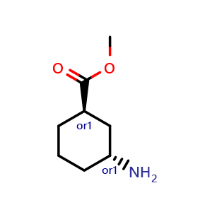 Chemical structure of Trans-methyl 3-aminocyclohexane-1-carboxylate , CAS 478694-53-0, AChemBlock P45572