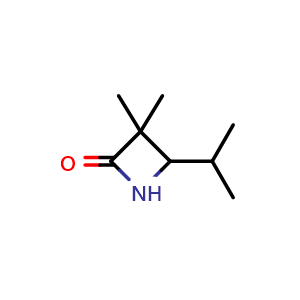 Chemical structure of 3,3-dimethyl-4-(propan-2-yl)azetidin-2-one , CAS 45735-37-3, AChemBlock P45591