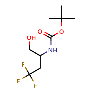 Chemical structure of tert-butyl N-[3,3,3-trifluoro-1-(hydroxymethyl)propyl]carbamate , CAS 454170-50-4, AChemBlock P45597