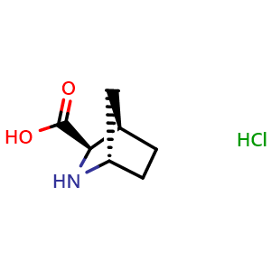 Chemical structure of (1S,3R,4R)-2-azabicyclo[2.2.1]heptane-3-carboxylic acid hydrochloride , CAS 448949-66-4, AChemBlock P45600