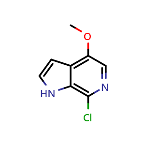 Chemical structure of 7-chloro-4-methoxy-1H-pyrrolo[2,3-c]pyridine , CAS 446284-32-8, AChemBlock P45605