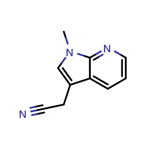 Chemical structure of 2-{1-methyl-1H-pyrrolo[2,3-b]pyridin-3-yl}acetonitrile , CAS 4414-90-8, AChemBlock P45611
