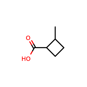 Chemical structure of 2-methylcyclobutane-1-carboxylic acid , CAS 42185-61-5, AChemBlock P45629
