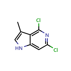 Chemical structure of 4,6-dichloro-3-methyl-1H-pyrrolo[3,2-c]pyridine , CAS 39921-23-8, AChemBlock P45657