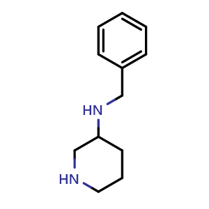Chemical structure of N-benzylpiperidin-3-amine , CAS 396730-17-9, AChemBlock P45659