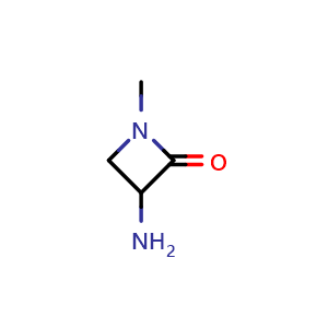Chemical structure of 3-amino-1-methylazetidin-2-one , CAS 38504-97-1, AChemBlock P45666