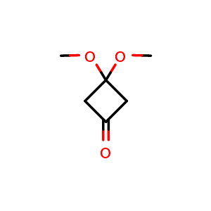 Chemical structure of 3,3-dimethoxycyclobutan-1-one , CAS 38425-58-0, AChemBlock P45667
