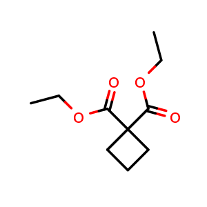 Chemical structure of 1,1-diethyl cyclobutane-1,1-dicarboxylate , CAS 3779-29-1, AChemBlock P45680