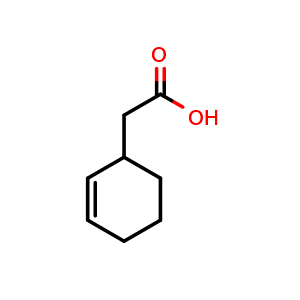 Chemical structure of 2-(cyclohex-2-en-1-yl)acetic acid , CAS 3675-31-8, AChemBlock P45691